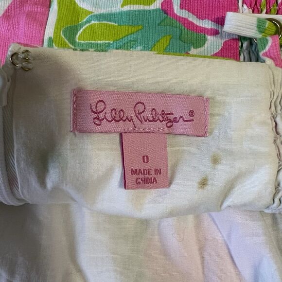 LILLY PULITZER Jesse Skort Romper Flamingo Pink Spaghetti Tropical Strap Size 0 - Picture 6 of 12